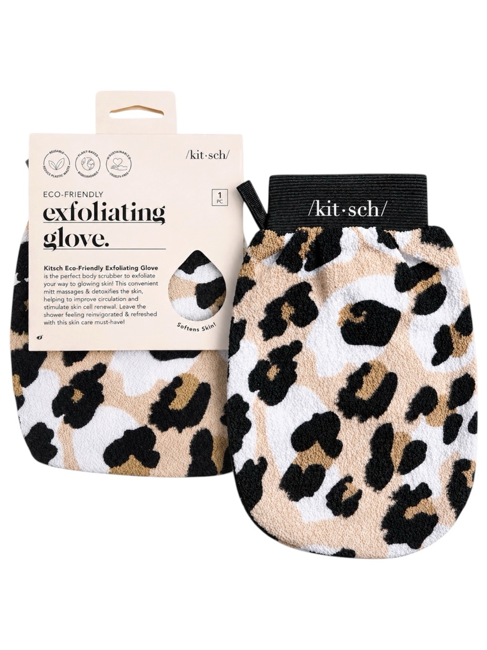 KITSCH LEOPARD EXFOLIATING GLOVE - BRAND NEW